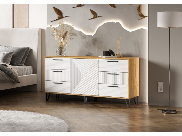 Флэш Комод 1500 Браш Вайт, Дуб Крафт