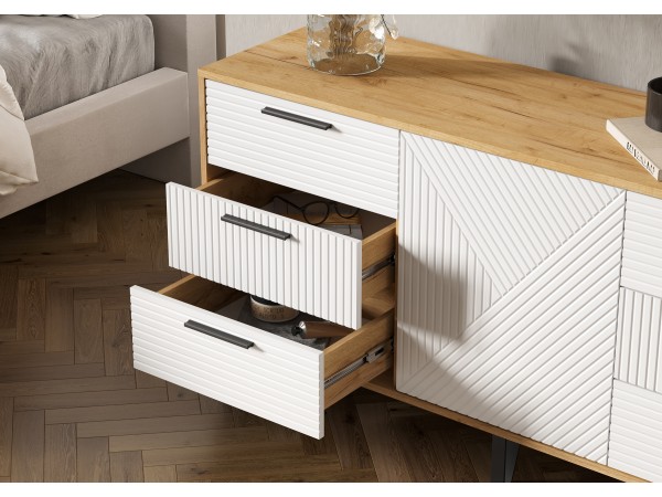 Флэш Комод 1500 Браш Вайт, Дуб Крафт