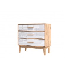 Кельн Комод 3 ящика 800 Белый Глянец, Дуб Крафт