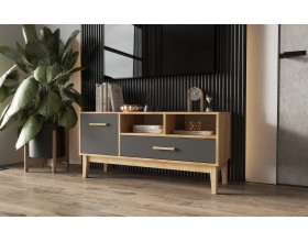 Кельн Тумба ТВ 1200 Графит, Дуб Крафт