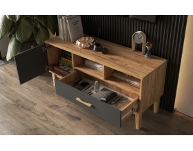 Кельн Тумба ТВ 1200 Графит, Дуб Крафт