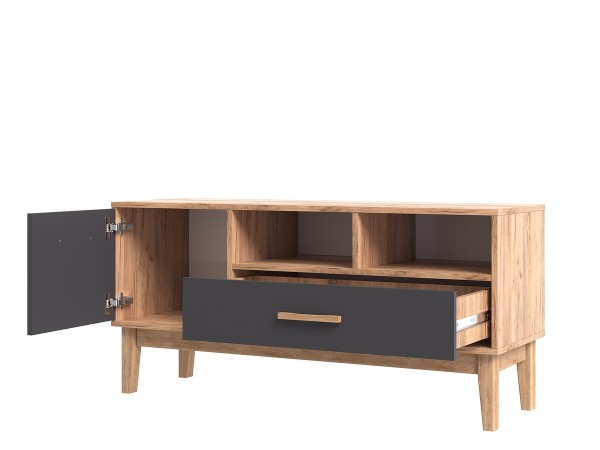 Кельн Тумба ТВ 1200 Графит, Дуб Крафт