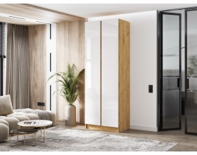 Келвин Шкаф 2-створчатый 800 Белый Глянец, Дуб Крафт вставка крафт