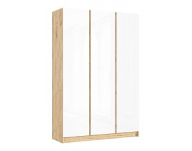 Келвин Шкаф 3-створчатый 1500 Белый Глянец, Дуб Крафт вставка крафт