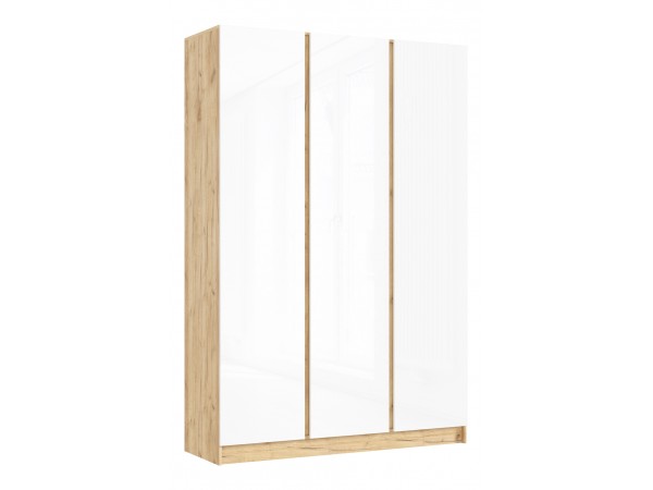 Келвин Шкаф 3-створчатый 1500 Белый Глянец, Дуб Крафт вставка крафт