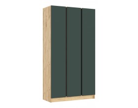 Келвин Шкаф 3-створчатый 1200 Изумрудный, Дуб Крафт вставка чёрная