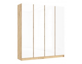 Келвин Шкаф 4-створчатый 2000 Белый Глянец, Дуб Крафт вставка крафт