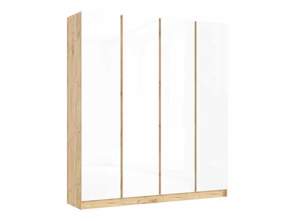 Келвин Шкаф 4-створчатый 2000 Белый Глянец, Дуб Крафт вставка крафт