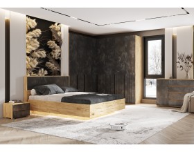 Марвэл Кровать парящая 1,6м Мальта грей/Дуб Крафт, Дуб Крафт