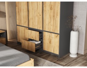 Остин Шкаф 3-створчатый 1500 Дуб крафт, Графит