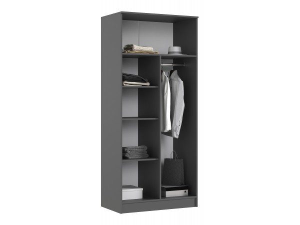 Шкаф 2-створчатый штанга+полка Изумрудный Кромка Графит, Графит