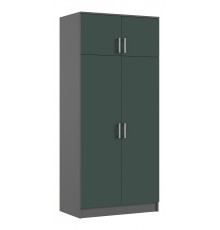 Шкаф 2-створчатый штанга+полка Изумрудный Кромка Графит, Графит