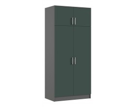 Шкаф 2-створчатый штанга+полка Изумрудный Кромка Графит, Графит