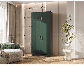 Шкаф 2-створчатый штанга+полка Изумрудный Кромка Графит, Графит