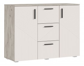Сильвия Комод 3 ящика 2 двери 1200 Кашемир, Дуб Крафт серый
