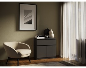 Челси Комод 800 1 ящик 2 двери Графит, Графит