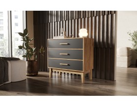 Кельн Комод 3 ящика 800 Графит, Дуб Крафт
