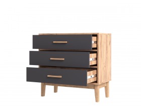 Кельн Комод 3 ящика 800 Графит, Дуб Крафт