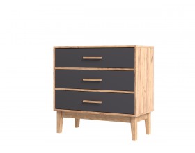 Кельн Комод 3 ящика 800 Графит, Дуб Крафт