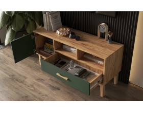 Кельн Тумба ТВ 1200 Изумрудный, Дуб Крафт