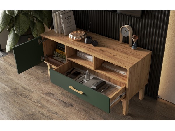 Кельн Тумба ТВ 1200 Изумрудный, Дуб Крафт