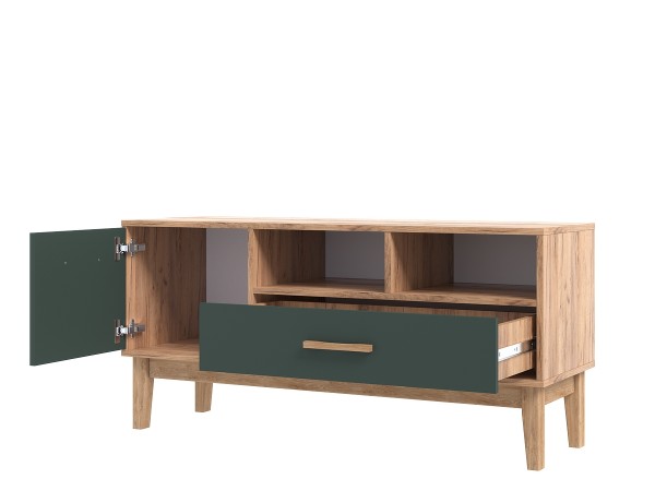 Кельн Тумба ТВ 1200 Изумрудный, Дуб Крафт