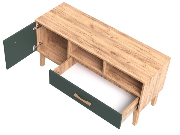 Кельн Тумба ТВ 1200 Изумрудный, Дуб Крафт