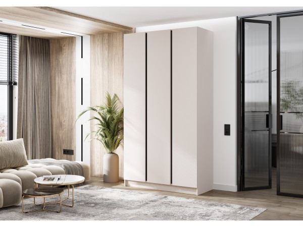 Келвин Шкаф 3-створчатый 1200 Кашемир, Кашемир вставка чёрная