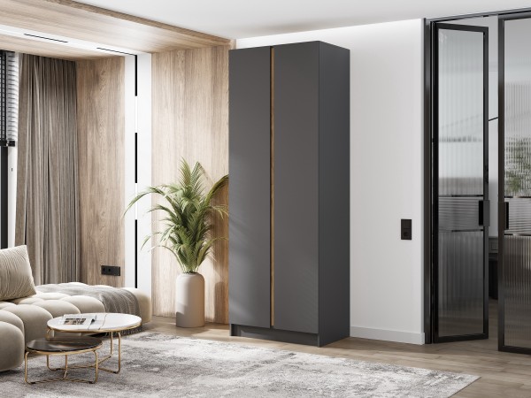 Келвин Шкаф 2-створчатый 800 Графит, Графит вставка крафт