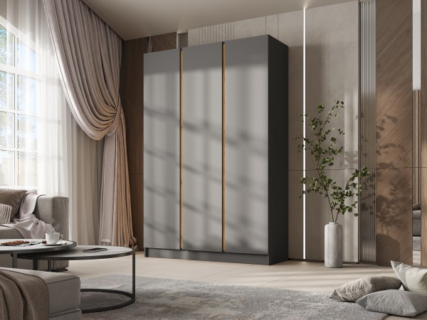 Келвин Шкаф 3-створчатый 1500 Графит, Графит вставка крафт