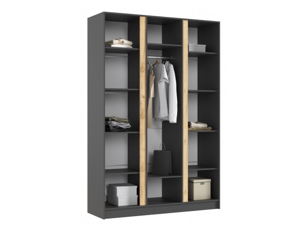Келвин Шкаф 3-створчатый 1500 Графит, Графит вставка крафт