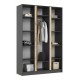 Келвин Шкаф 3-створчатый 1500 Графит, Графит вставка крафт