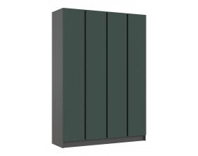 Келвин Шкаф 4-створчатый 1600 Изумрудный, Графит вставка чёрная