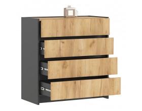 Остин Комод 800 4 ящика Дуб крафт, Графит