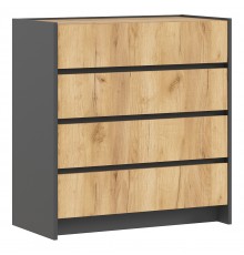 Остин Комод 800 4 ящика Дуб крафт, Графит
