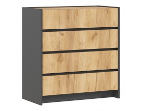 Остин Комод 800 4 ящика Дуб крафт, Графит