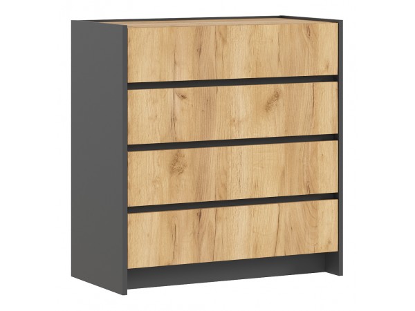 Остин Комод 800 4 ящика Дуб крафт, Графит