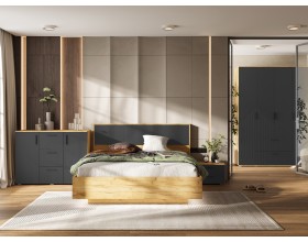 Сильвия Шкаф 4-створчатый 1600 Браш Графит, Дуб Крафт