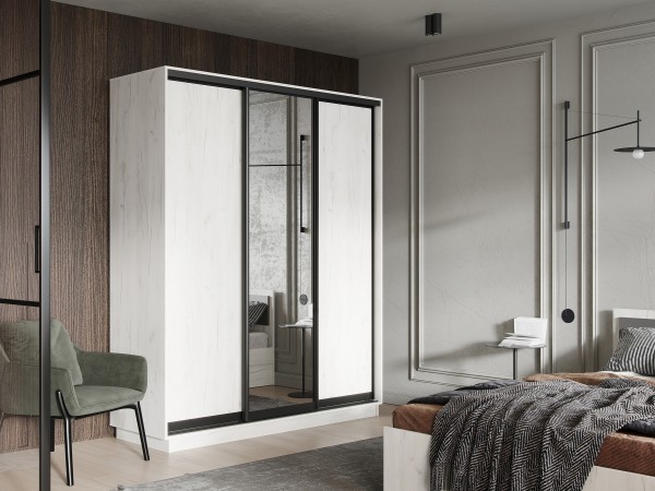 Шкаф-купе Тринити New 1800 Дуб Крафт Белый одно зеркало