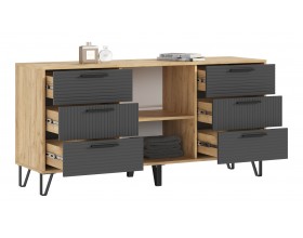 Флэш Комод 1500 Браш Графит, Дуб Крафт