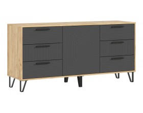 Флэш Комод 1500 Браш Графит, Дуб Крафт