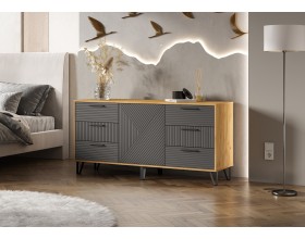 Флэш Комод 1500 Браш Графит, Дуб Крафт