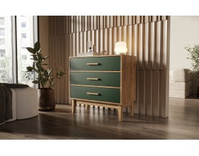 Кельн Комод 3 ящика 800 Изумрудный, Дуб Крафт