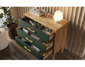 Кельн Комод 3 ящика 800 Изумрудный, Дуб Крафт