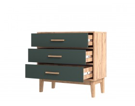 Кельн Комод 3 ящика 800 Изумрудный, Дуб Крафт