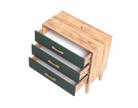Кельн Комод 3 ящика 800 Изумрудный, Дуб Крафт