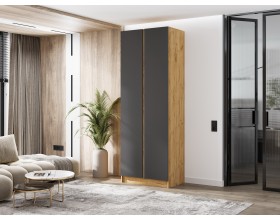 Келвин Шкаф 2-створчатый 800 Графит, Дуб Крафт вставка крафт