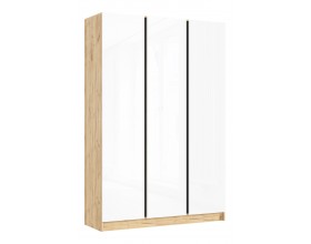 Келвин Шкаф 3-створчатый 1500 Белый Глянец, Дуб Крафт вставка чёрная