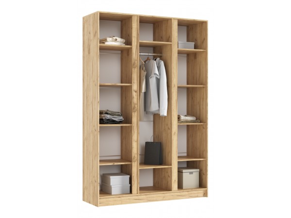 Келвин Шкаф 3-створчатый 1500 Графит, Дуб Крафт вставка крафт