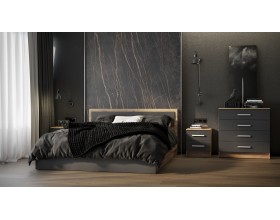 Мартина Кровать 1,6м Графит, Дуб крафт